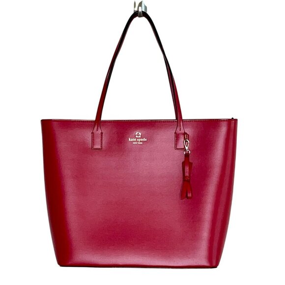 Kate Spade New York Red Leather Tote Bag BNWOT Structured Work Tote - Picture 13 of 16